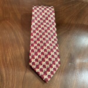 Carlos‎ DeVenezia Red Gold Abstract Wave Silk Tie Italy 100% Silk